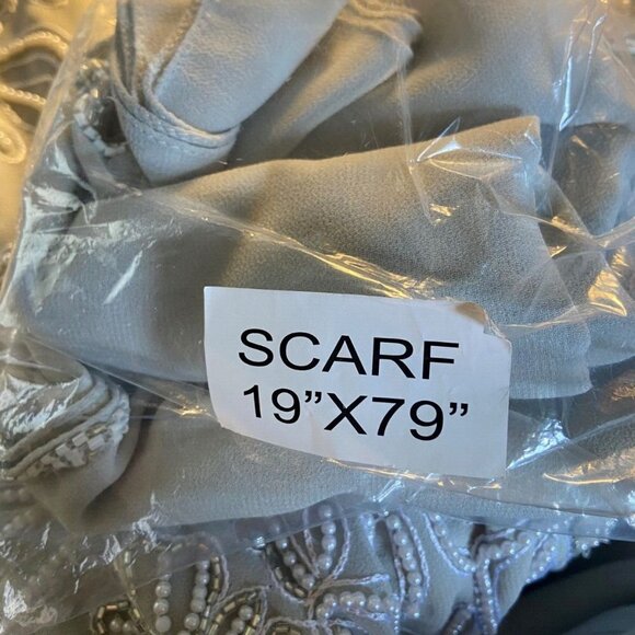 **J Kara** Women's Sleeveless Scallop Long Beaded Dress W/Scarf 14 NWT - Picture 8 of 8